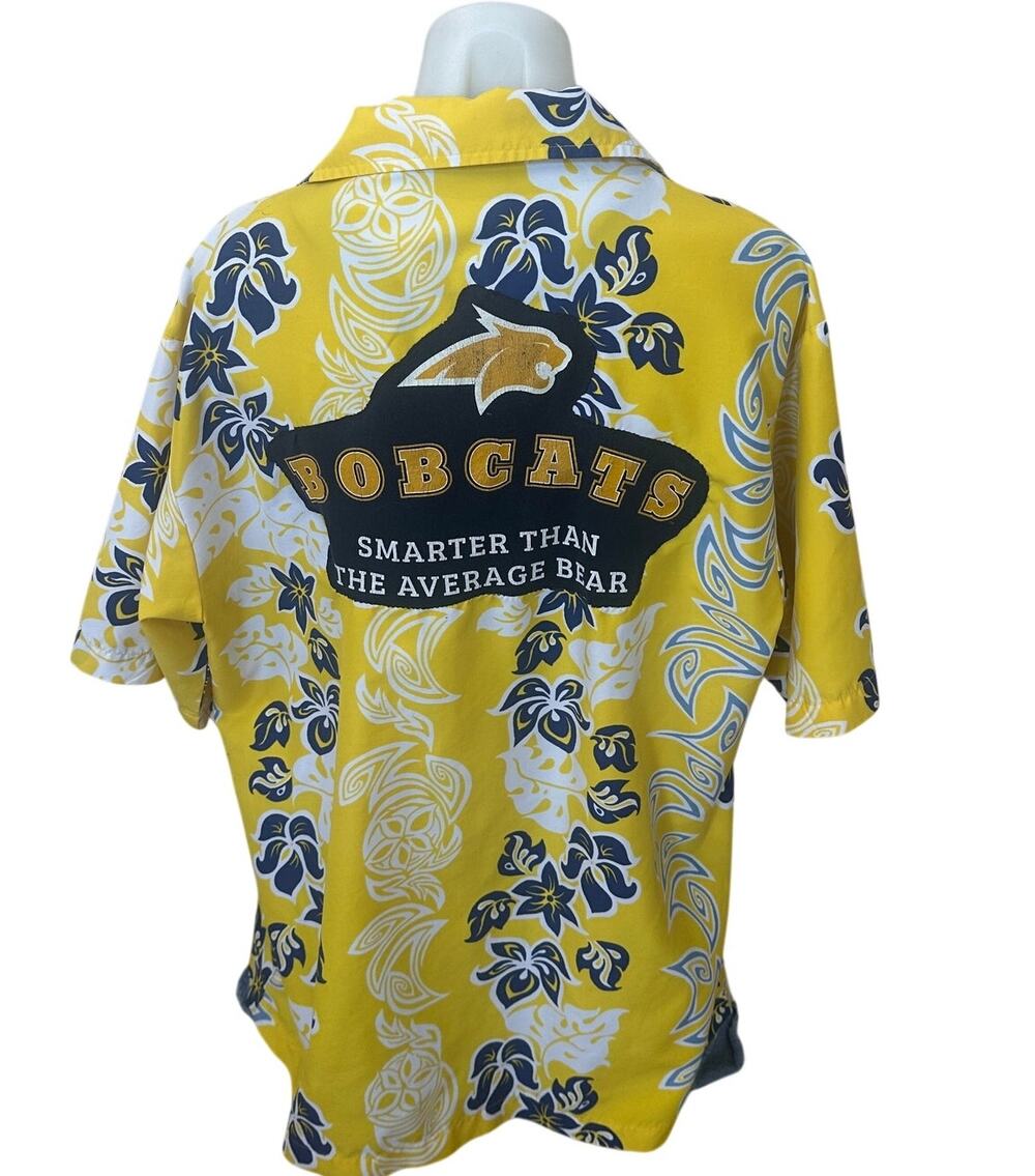 Montana State University Hawaiian Shirt Button Down Top MEDIUM Oversized Bobcats
